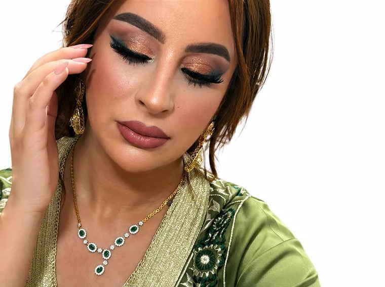 Lalla wearing a polished Nilia Luxe lash look with Moroccan jewelry